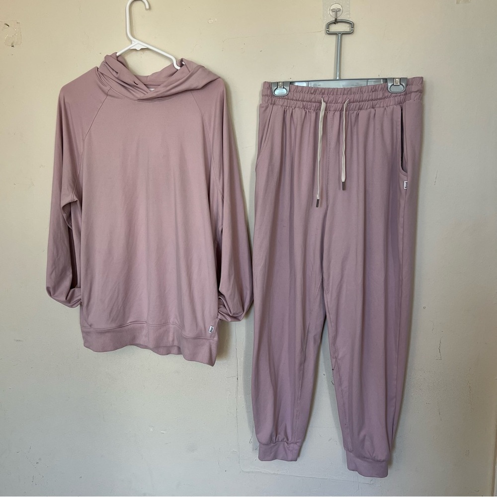 Relaxed Hooded Sweatshirt & Jogger Set - Dusty Mauve